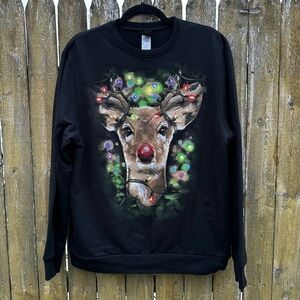 Fifth Sun Reindeer Christmas Light Up Sweatshirt Unisex Sz L